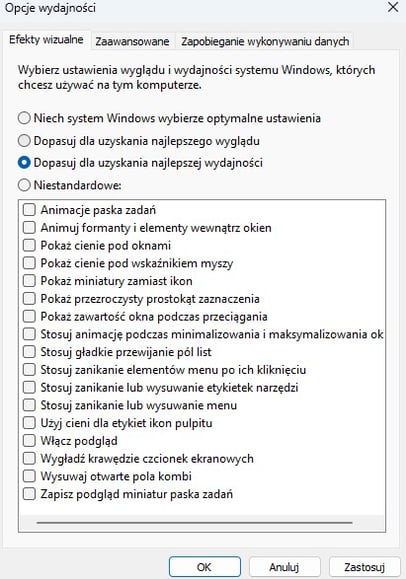 Zaznacz najbardziej optymalne opcje